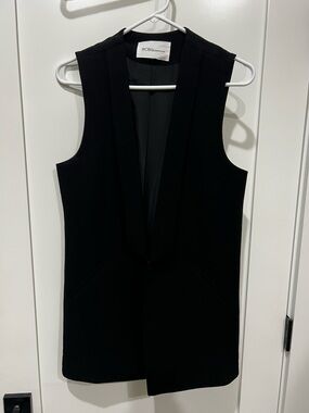 BCBG Black Sleeveless Shawl-Collar Blazer Vest